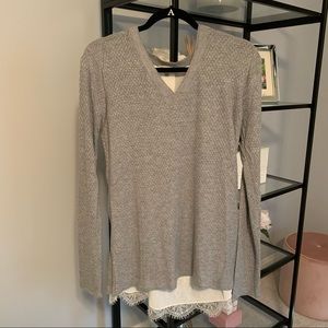 Grey Lace Detail Sweater